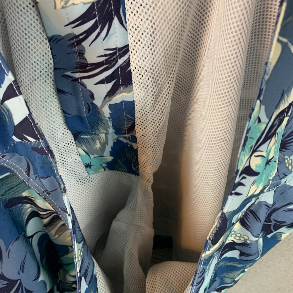 J Crew Flex Swimwear Trunks Mens 33 Blue Hawaiian Floral Lined - Picture 11 of 12